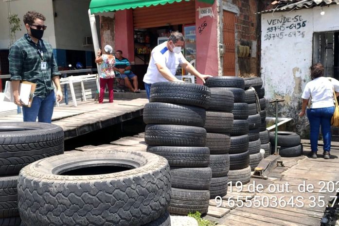 Em ação contra dengue, mutirão coleta pneus na orla lagunar e parte alta de Maceió nesta quarta (20)