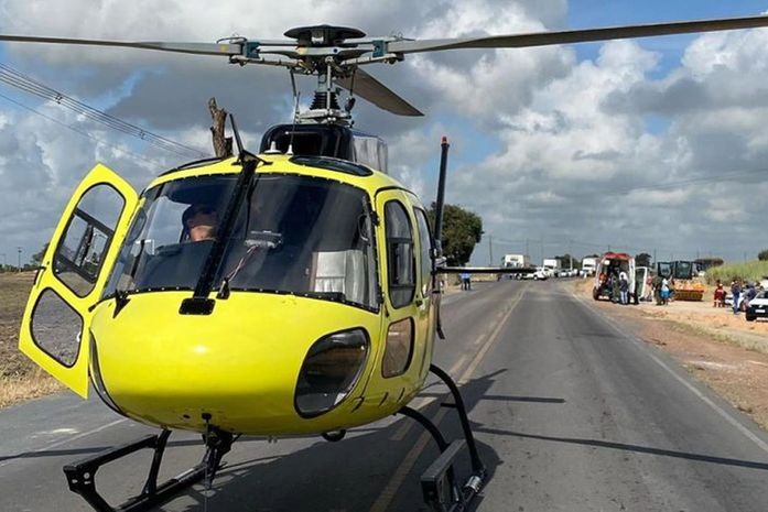 Pneu de caminhão desprende, atinge veículo de passeio e mulher fica gravemente ferida