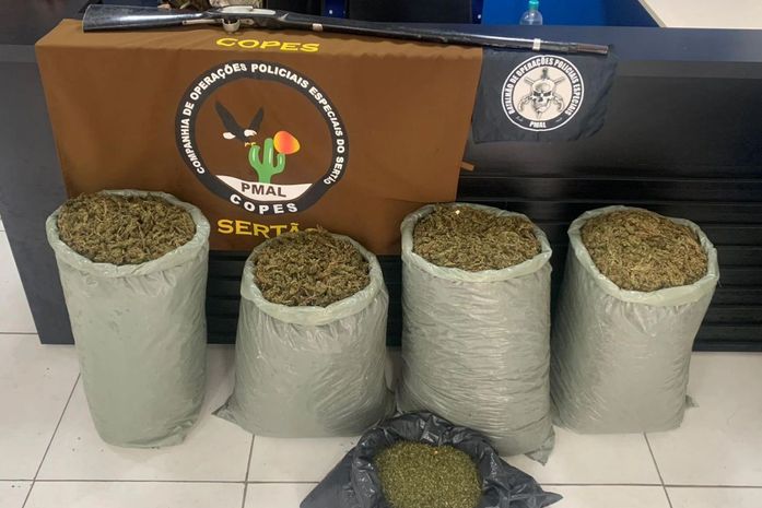 Em uma semana, PM-AL retira mais de 62 quilos de drogas e 37 armas de fogo das ruas