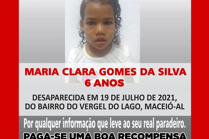 Ato no centro de Maceió chama atenção para o silêncio do Governo do Estado, sobre o desaparecimento da menina Maria Clara