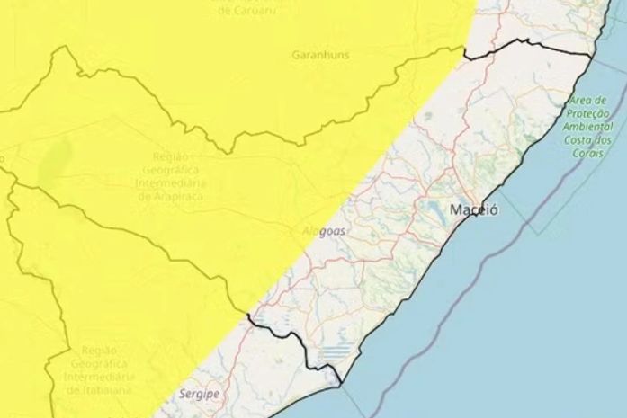 Inmet emite alerta de vendaval dezenas de municípios alagoanos até a noite desta sexta (26); veja a lista