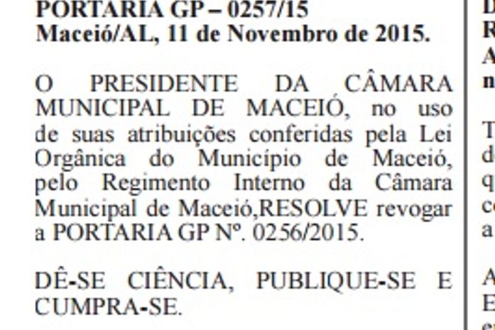 Portaria revogando a anterior