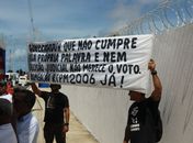 Integrantes da reserva Técnica da PM, em ato realizado em maio de 2018.