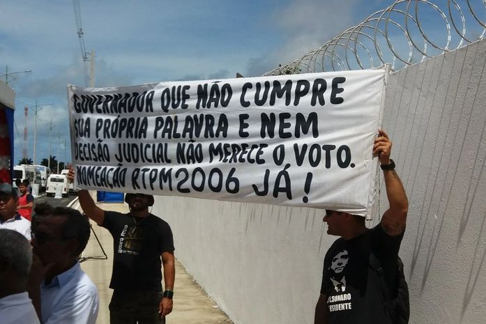 Integrantes da reserva Técnica da PM, em ato realizado em maio de 2018.