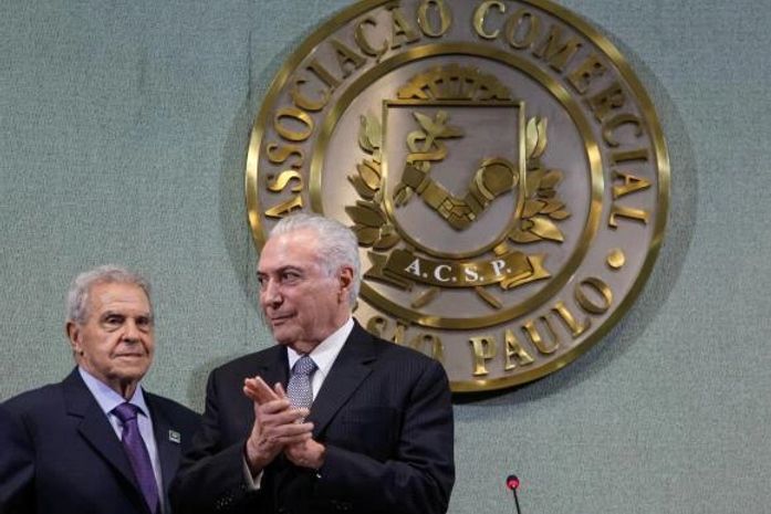 Michel Temer na cerimônia de abertura da sessão plenária da Federação das Associações Comerciais do Estado de São Paulo.