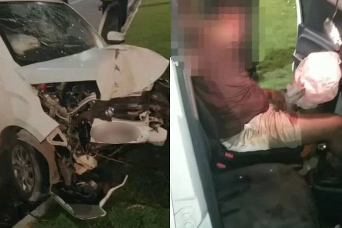 Motorista embriagado colide com poste na Avenida Durval de Góes Monteiro, em Maceió