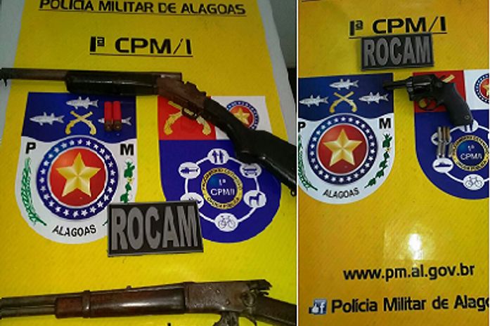 Armas apreendidas em Campo Alegre e São Miguel dos Campos.