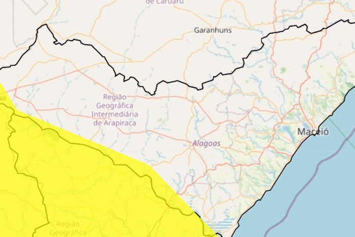 Inmet emite novo alerta de chuvas com perigo potencial para 15 municípios alagoanos; confira lista
