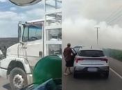 Vídeo: Fumaça de incêndio em vegetação causa engavetamento na BR-316, em Atalaia
