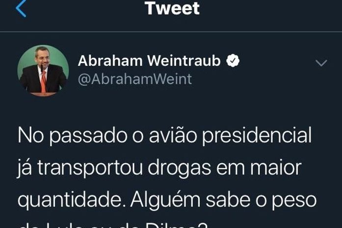 Ministro da Educação compara droga apreendida em avião com peso de Lula e Dilma