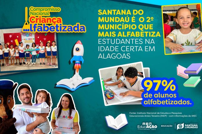 Santana do Mundaú é o 2º município de Alagoas que mais alfabetiza na idade certa
