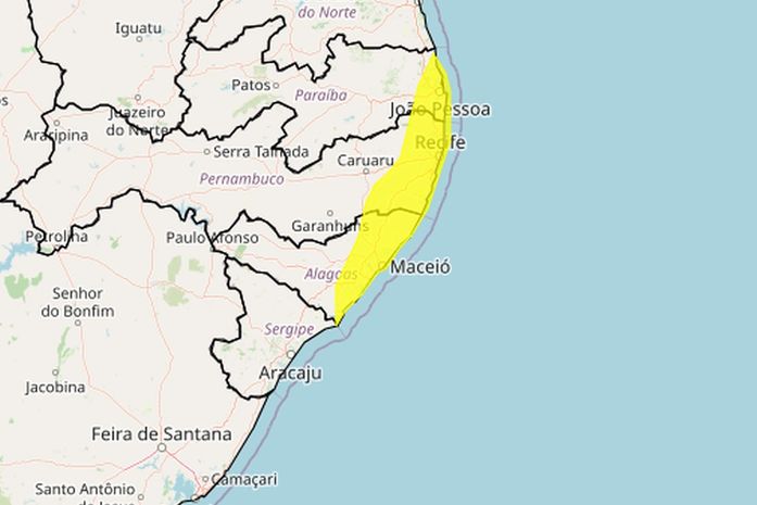 Alerta de chuvas e ventos fortes atinge 47 municípios de Alagoas nesta sexta (27), aponta Inmet