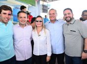 Encontro em Major: O vice, Leopoldo, Renan Filho, prefeita Santana, Renan Calheiros e Paulo Dantas