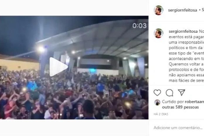 Pedindo retorno de eventos, empresário critica aglomerações em convenções partidárias