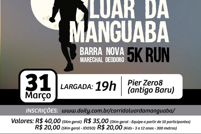 Prefeitura de Marechal Deodoro realiza 1ª Corrida Luar da Manguaba, na Barra Nova; Inscrições estão abertas