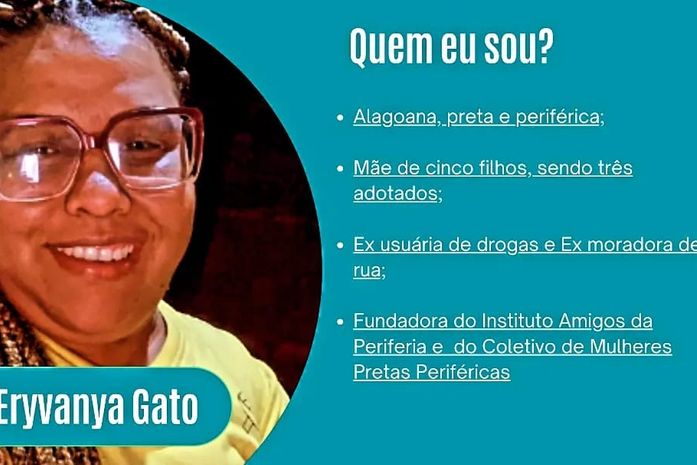 ‘Vivo em uma comunidade , onde o poder paralelo é predominante, e  nossa luta  é para que as   pretas periféricas, se emancipem. Para além das  cestas básicas.’- afirma Vania Gatto