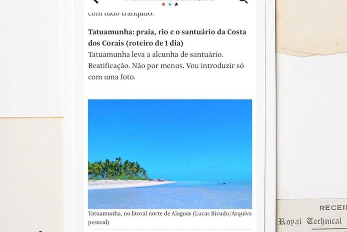 
Folha de São Paulo destaca as belezas de Porto de Pedras 