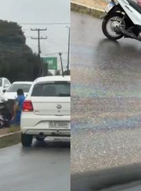 Vídeo: Derramamento de óleo deixa pista escorregadia e provoca acidentes na AL-115