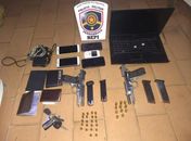 Material apreendidos com o grupo criminoso em Buíque, Pernambuco