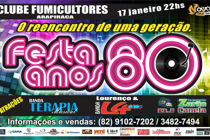 Janeiro: Arapiraca vai Reviver mais uma Edição da Festa Anos 80