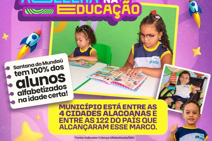 Santana do Mundaú tem 100% dos alunos alfabetizados na idade certa