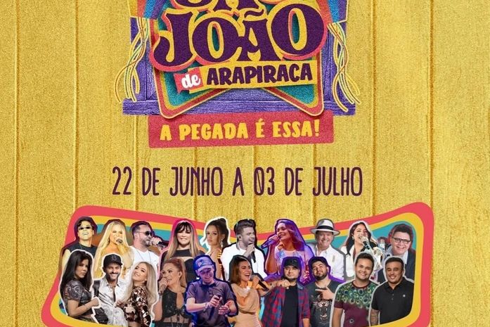 Apostando ser o maior São João do interior, Arapiraca terá João Gomes, Matheus e Kauan, Japinha Conde, Alcymar Monteiro e outros 