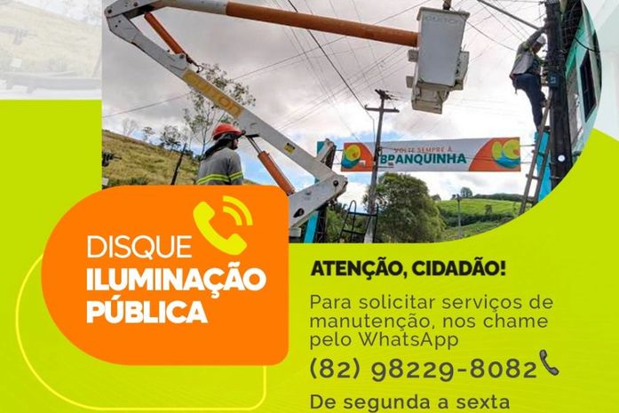 Disque Iluminação: Prefeitura de Branquinha lança canal de atendimento ao cidadão