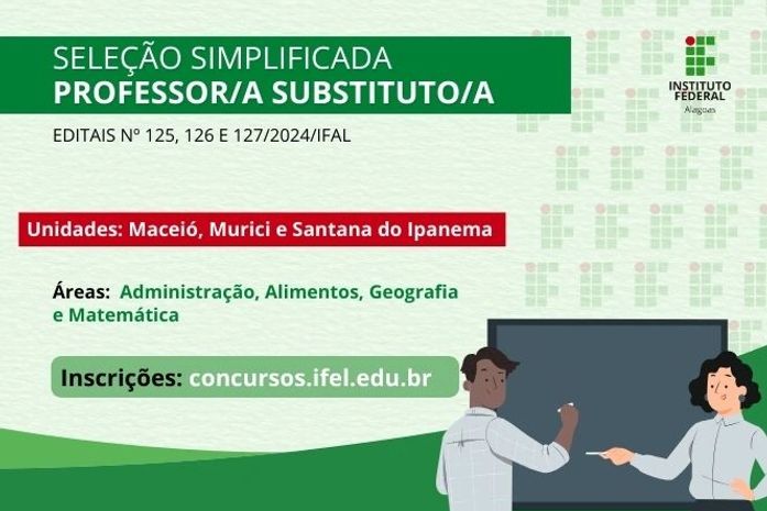 Com salário de R$3,4 mil, Ifal oferta quatro vagas para professores substitutos