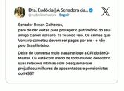 Eudócia Caldas cobra Renan Calheiros e pede assinatura em CPI sobre o BMG-Master