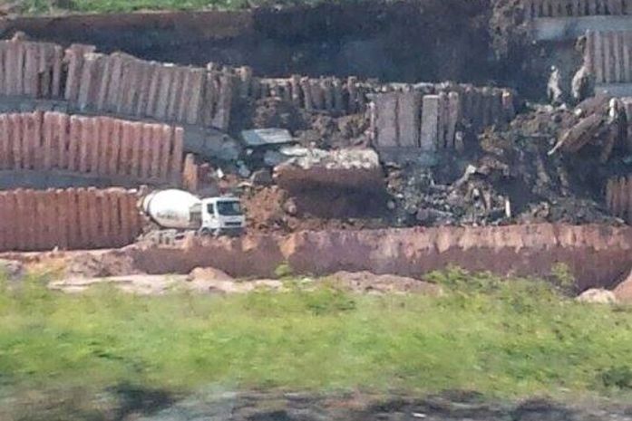 Contenção de barreira desaba em obra próximo a shopping