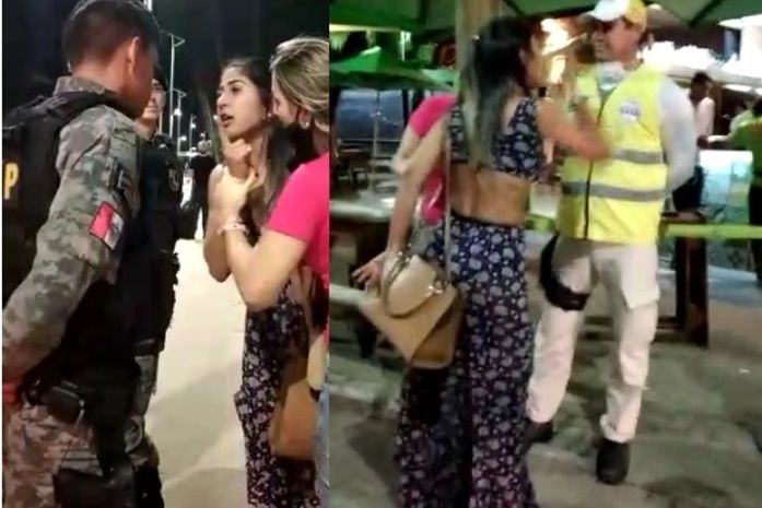 Ao sair do bar na orla de Ponta Verde, mulher é detida por desacatar policiais; veja vídeo