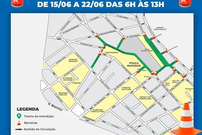 Para manter isolamento, prefeitura limita circulação de veículos no Centro de Arapiraca
