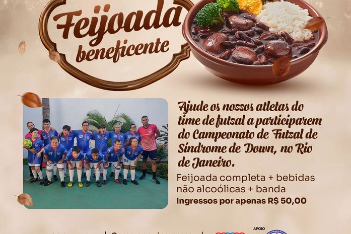 Feijoada beneficente custeará time de Futsal Down em campeonato no Rio de Janeiro
