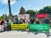 Moradores de Guaxuma voltam a protestar contra instalação de estação de esgoto em Área Verde