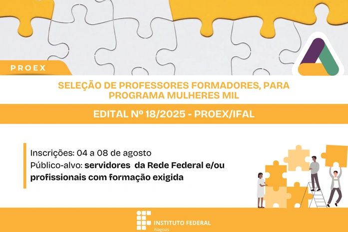 Ifal seleciona profissionais para atuarem em cursos promovidos pelo Mulheres Mil