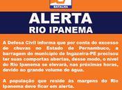 Cidades do sertão alagoano e bacia leiteira continuam em alerta devido ao nível do Rio Ipanema