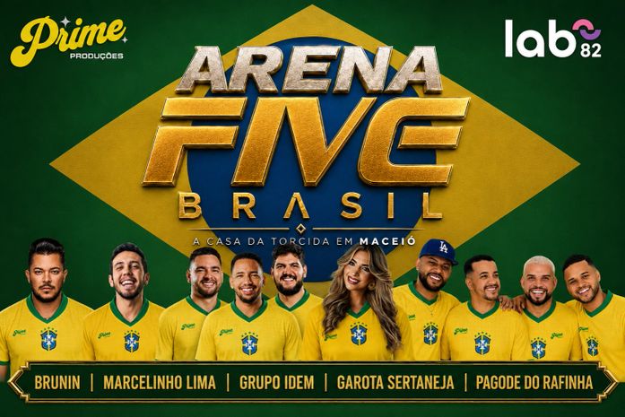 Maceió entra oficialmente no clima de Copa do Mundo nesta segunda (18) com a abertura da ARENA FIVE BRASIL