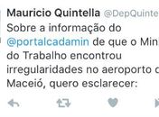 Maurício Quintella responde coluna com informação equivocada