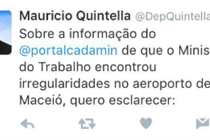 Maurício Quintella responde coluna com informação equivocada