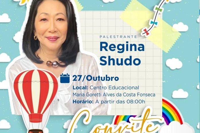 Regina Shudo estará em Lagoa da Canoa nesta sexta (27) ministrando palestra aos profissionais da Educação