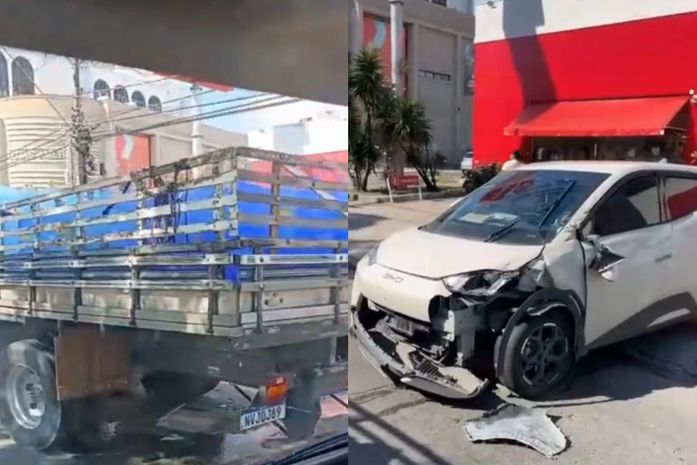 Colisão entre carro e caminhão de água deixa trânsito lento na Fernandes Lima; veja vídeo