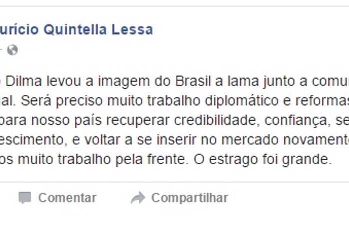 Ministro diz que Dilma deixou credibilidade do Brasil na "lama"