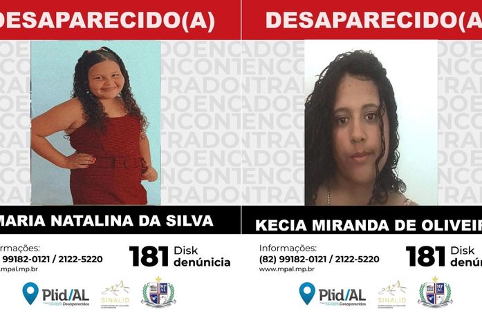Plid tenta localizar criança de 11 anos e adolescente de 16 que podem ter sumido juntas