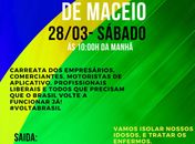 Empresários convocam carreata contra decreto de isolamento social em Maceió
