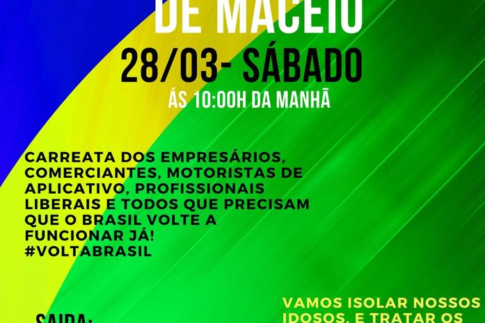 Empresários convocam carreata contra decreto de isolamento social em Maceió