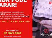 Hemocentro de Arapiraca carece de doadores de sangue com urgencia 