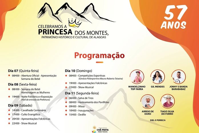 Cartaz do evento mostra uma recheada programação, inciando logo na quinta