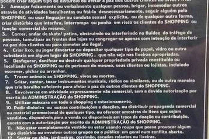 Shopping do Rio proíbe público de ‘vadiar’ pelas dependências do estabelecimento