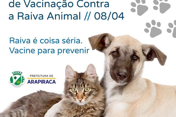 Prefeitura de Arapiraca divulga pontos de vacinação para cães e gatos que acontece neste sábado (8)