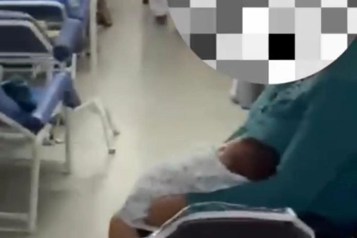 Superlotada, Maternidade Santa Mônica mantém bebê há três dias em corredor, no colo da avó; veja vídeo